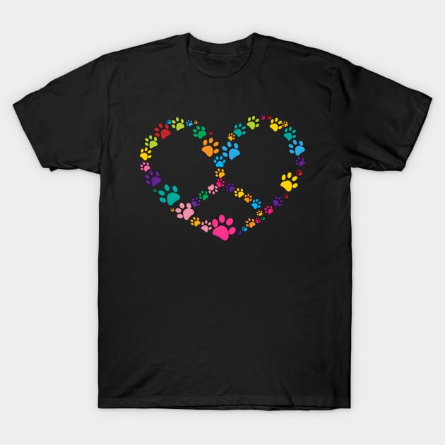 Dog Paw Print Heart Peace Sign Dog Lovers T-Shirt by Dibble Dabble Designs